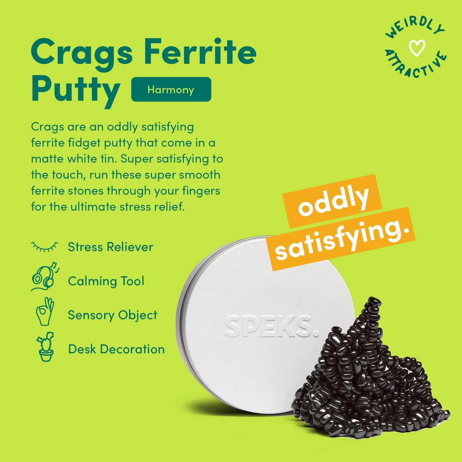 Speks Original Crags Ferrite Putty | 500  Ferrite Stones in a Tin, Fidget Toy for Stress Relief, Sensory Desk Toy for Adults & Teens 14  | White, Medium