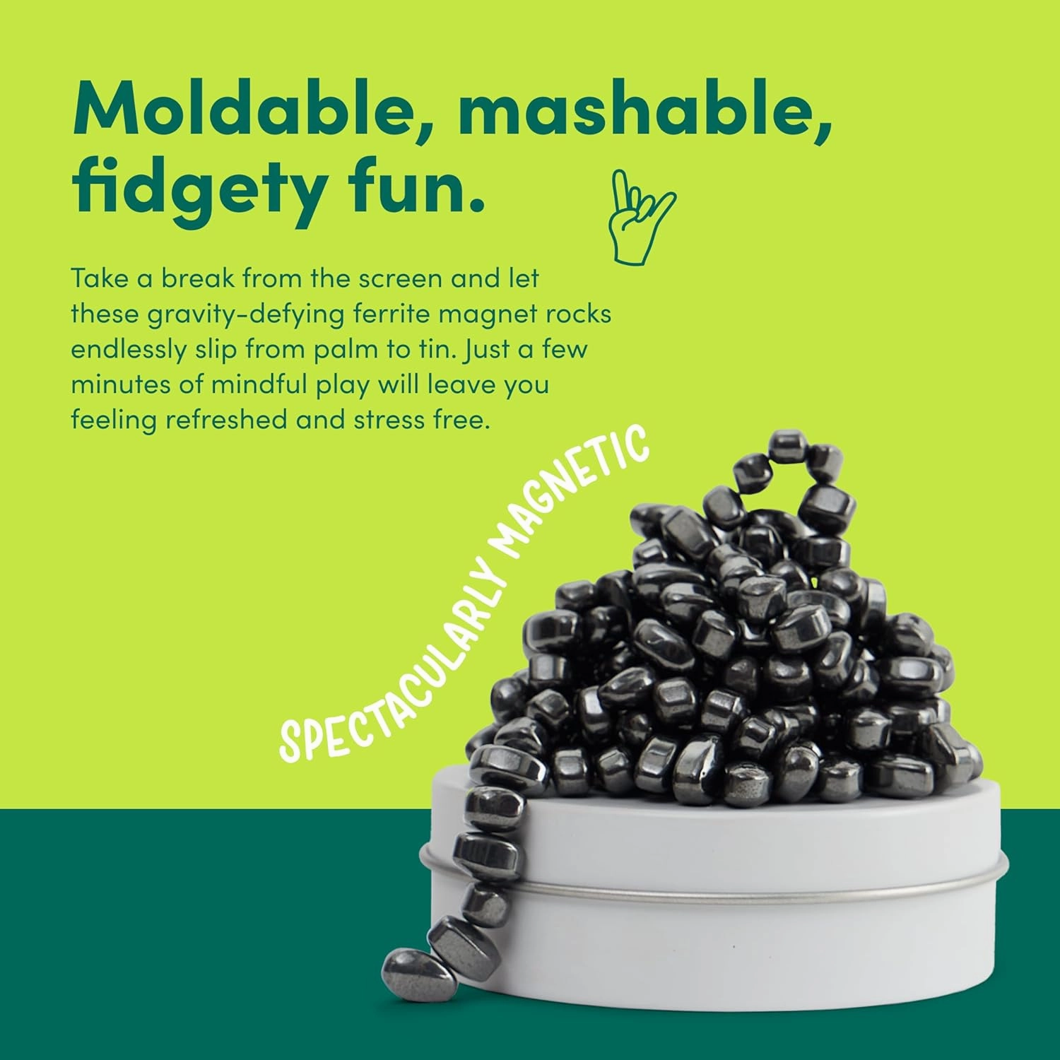 Speks Original Crags Ferrite Putty | 500  Ferrite Stones in a Tin, Fidget Toy for Stress Relief, Sensory Desk Toy for Adults & Teens 14  | White, Small