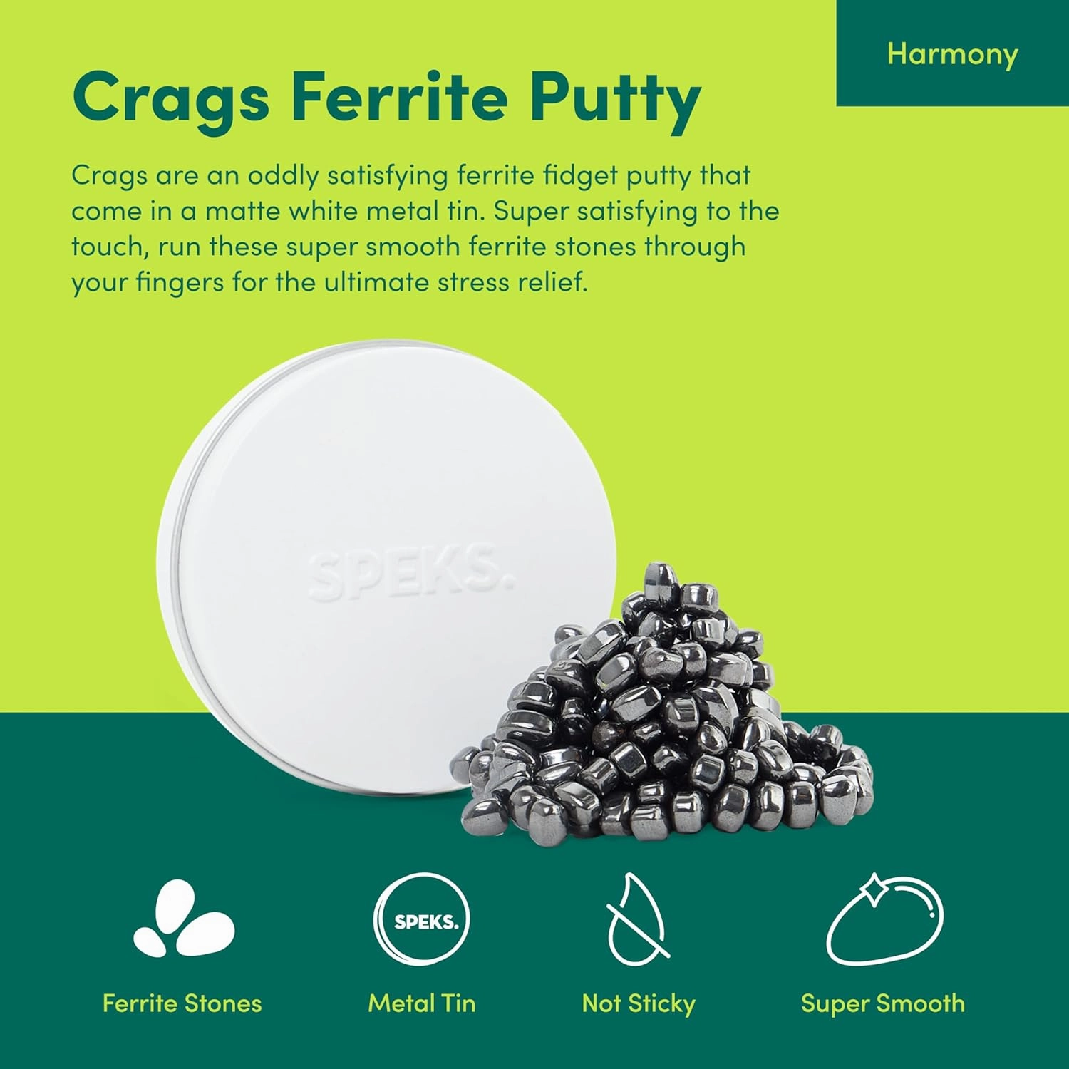 Speks Original Crags Ferrite Putty | 500  Ferrite Stones in a Tin, Fidget Toy for Stress Relief, Sensory Desk Toy for Adults & Teens 14  | White, Small