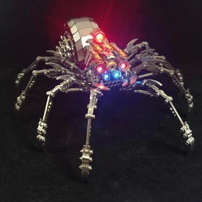 Spider 3D Metal Puzzles for Adults with Light, DIY 3D Metal Model Kits to Build for Adults with Tool, Desktop Model Kits Building Toys for Teens