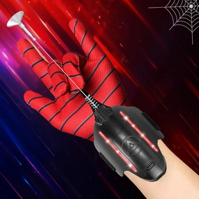 Spider Web Shooter 3.0 - Upgraded LED Dual Mode Spider Web Launcher Toy with Magnetic & Suction Cup Tips, Standard & LED Light-Up, Instant Retract Button, Ultimate Superhero Gift (Black-LED)