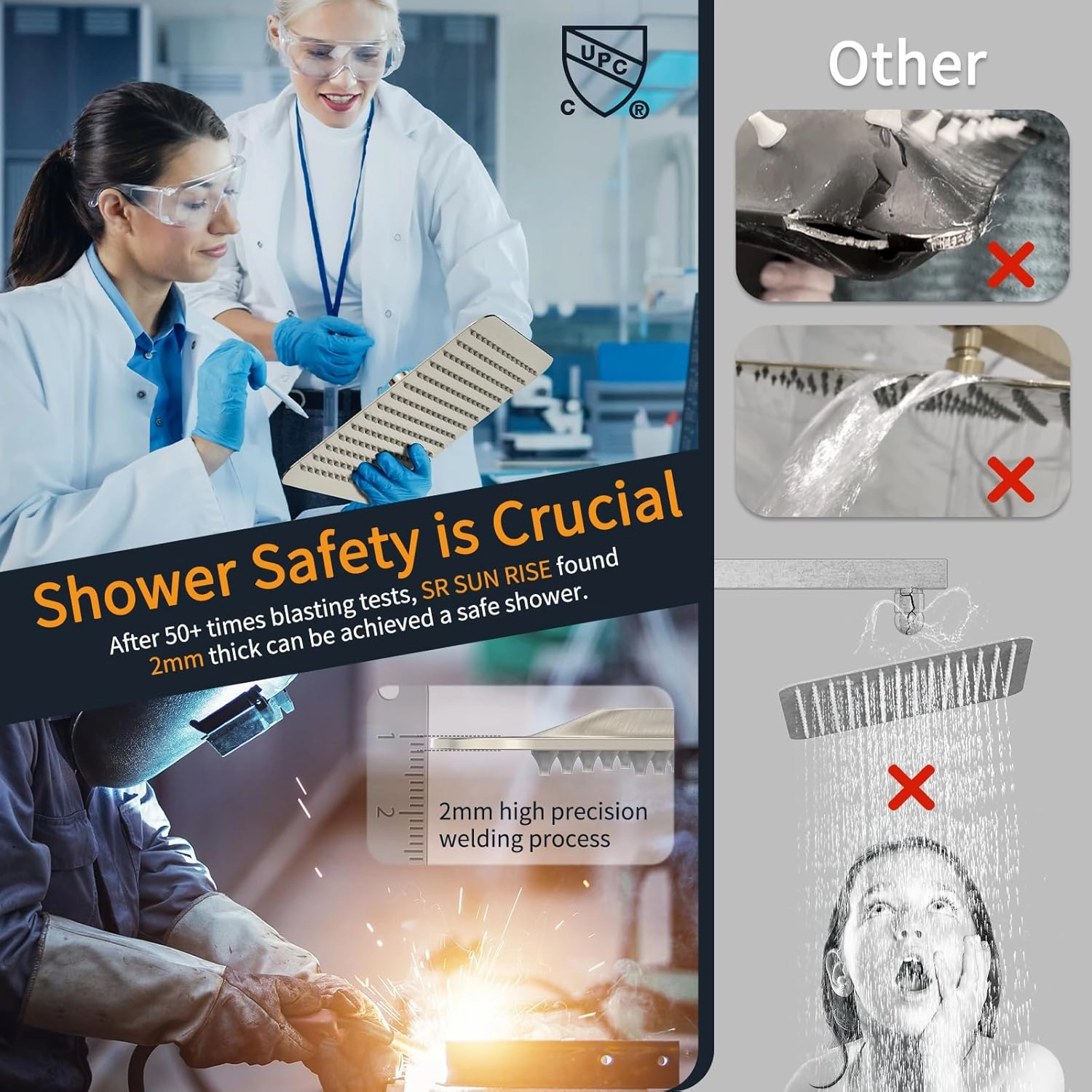 SR SUN RISE Shower Faucet Set Bathroom Square Rain Shower Head with Handheld Spray Wall Mounted Rainfall Shower Fixtures Brushed Nickel Shower Faucet Trim Repair Kits (Contain Shower Valve)10 Inches