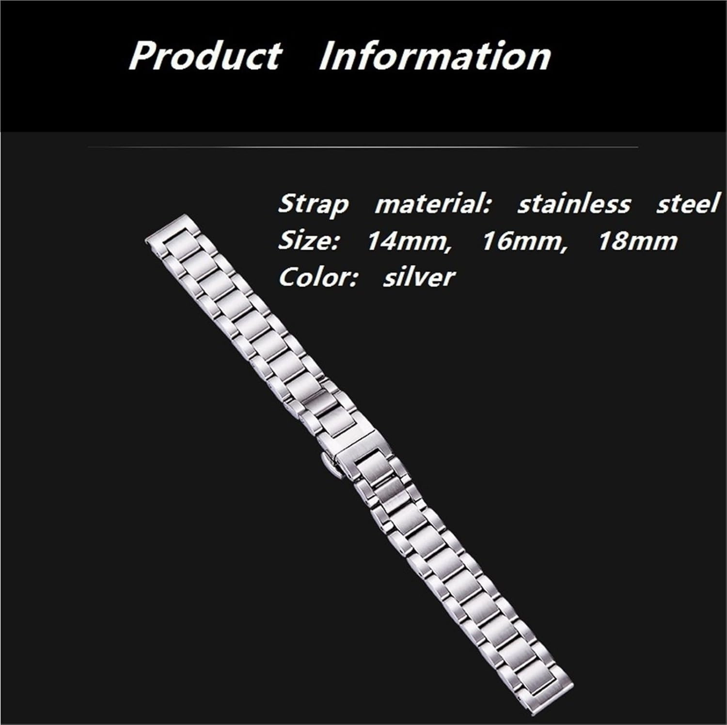 Stainless Steel Strap 18mm Universal Replacement Bracelet Watch Accessories