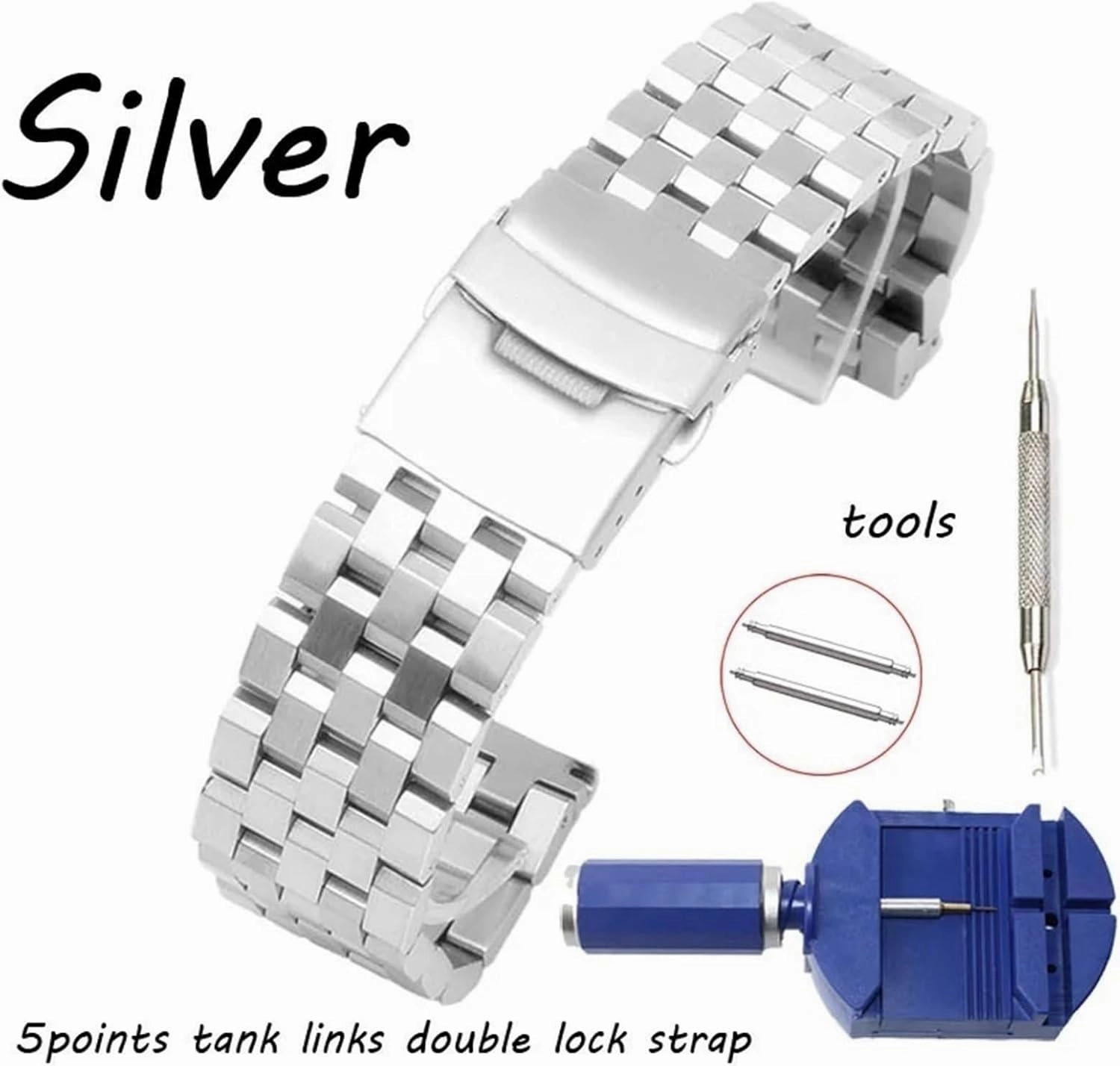 Stainless Steel Watch Band 18mm 20mm 22mm 24mm 26mm Replacement Watch Band Men Women Wristband Double Lock Watch Band
