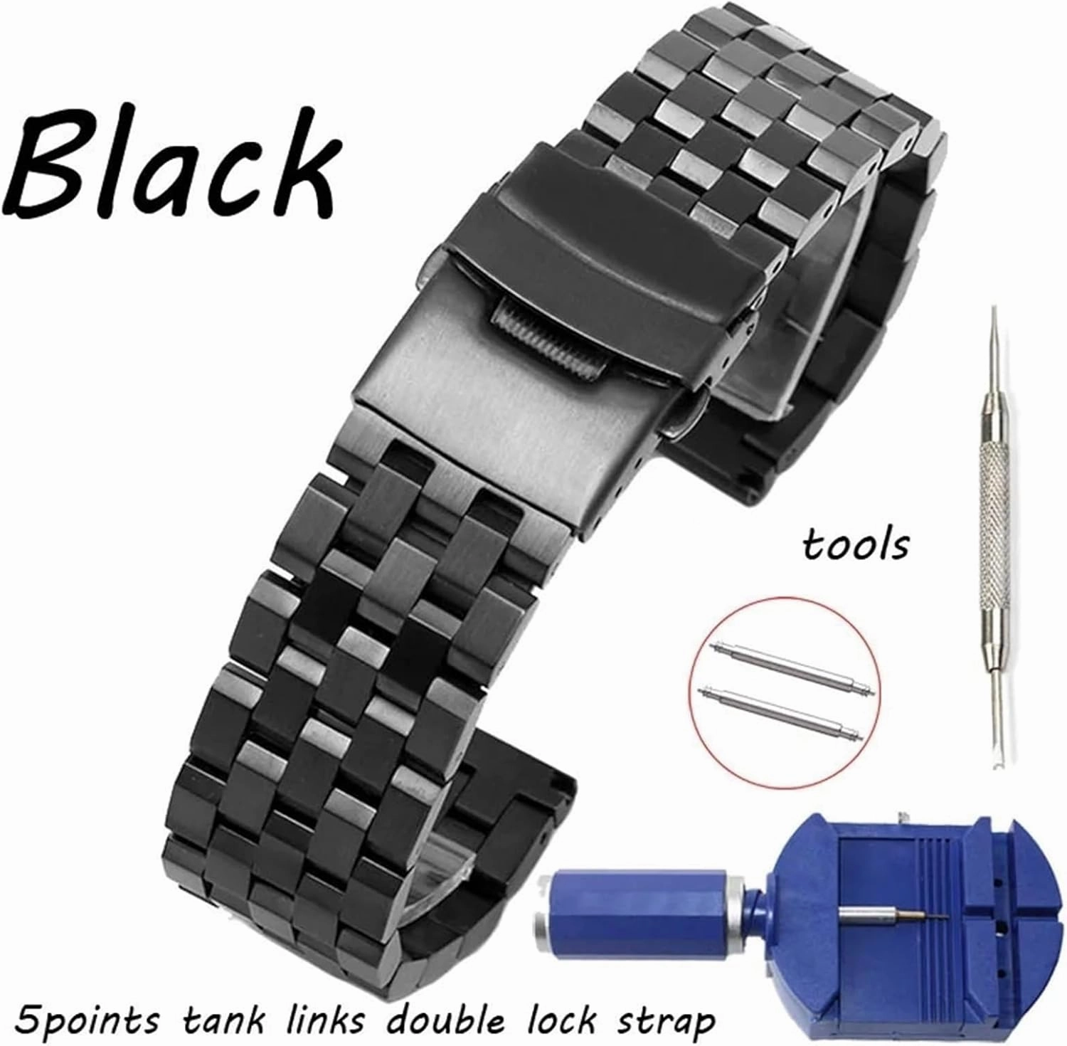 Stainless Steel Watch Band 18mm 20mm 22mm 24mm 26mm Replacement Watch Band Men Women Wristband Double Lock Watch Band