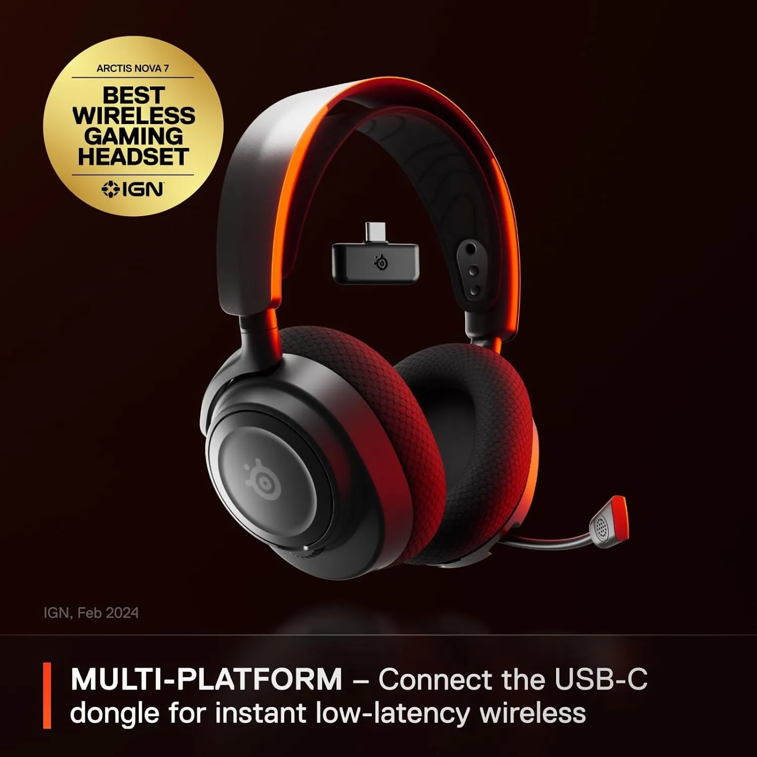SteelSeries Arctis Nova 7 Wireless Multi-Platform Gaming Headset — Neodymium Magnetic Drivers — 2.4GHz   Mixable Bluetooth — 38Hr USB-C Battery — ClearCast Gen2 AI Mic — PC, PS5, Switch, VR, Mobile