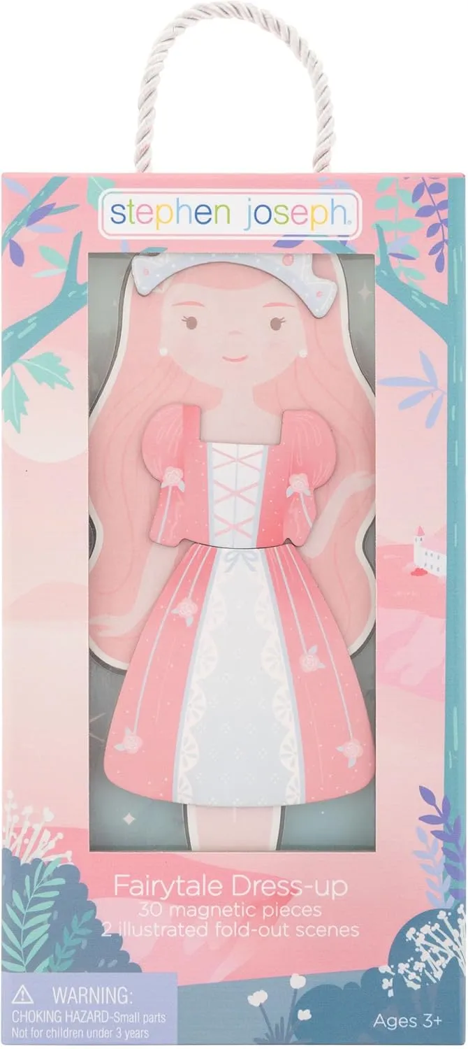 Stephen Joseph, Magnetic Dress Up Dolls, 30 pc Magnetic Travel Play Set – Pretend Play Magnetic Dress Up Dolls, Ideal for Ages 3 4 5 – Travel Game for Kids, Fairytale