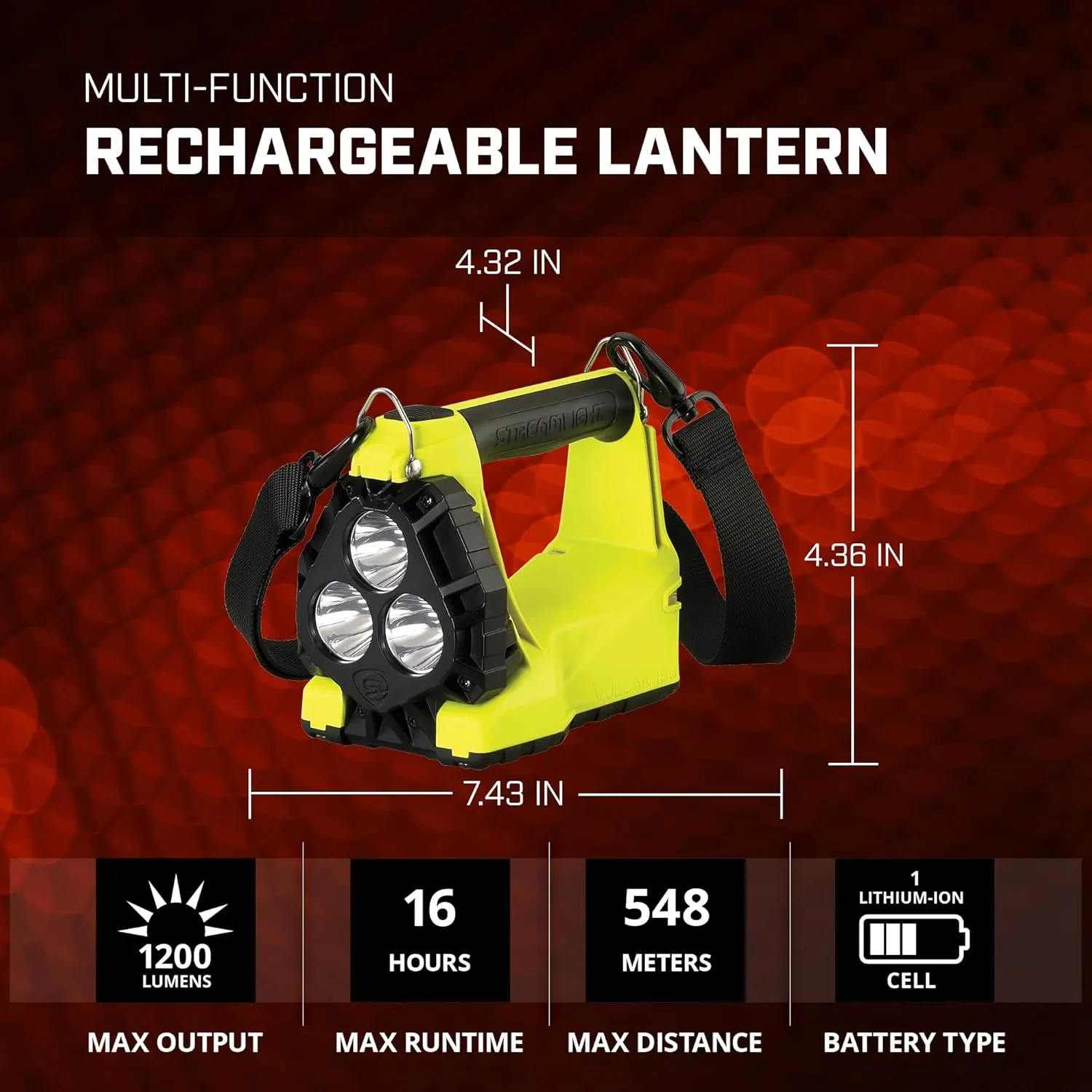 Streamlight 44301 Div 2 Vulcan 180 Standard System-120V/100V AC AC/12V DC, Includes Shoulder Strap, Yellow