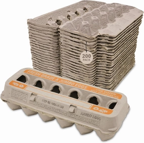 Stromberg's Fresh Grade A Jumbo Printed Egg Cartons, Biodegradable and Eco-Friendly, Made From Recycled Materials, With Educational Prints for Safe Handling Instructions and Nutrition Facts, 200 Pack