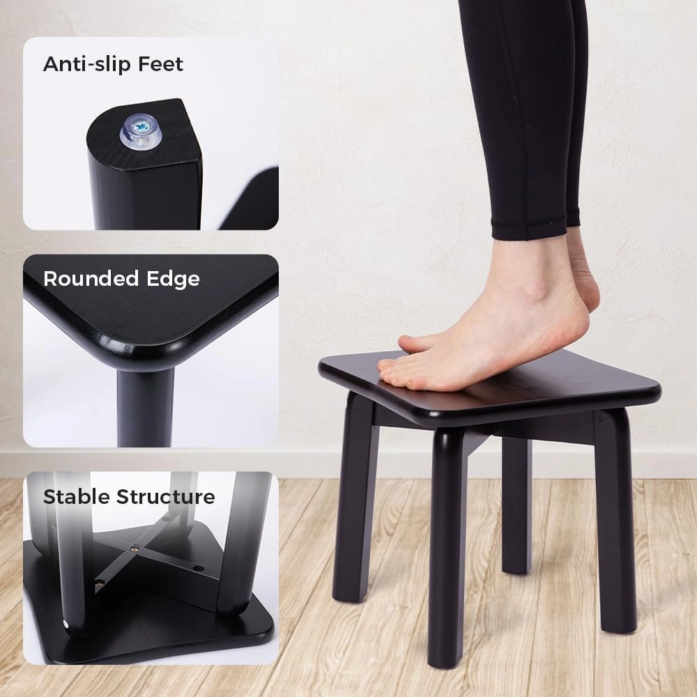 StrongTek Sturdy Bamboo Step Stool with Anti-Slip Feet, Easy-Assembly, 300 LBS Capacity, Ideal for Adults, Perfect for Bathroom, Bedroom, or Doorway Use, 11" x 11" x 10.6"