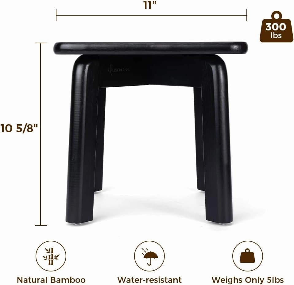 StrongTek Sturdy Bamboo Step Stool with Anti-Slip Feet, Easy-Assembly, 300 LBS Capacity, Ideal for Adults, Perfect for Bathroom, Bedroom, or Doorway Use, 11" x 11" x 10.6"