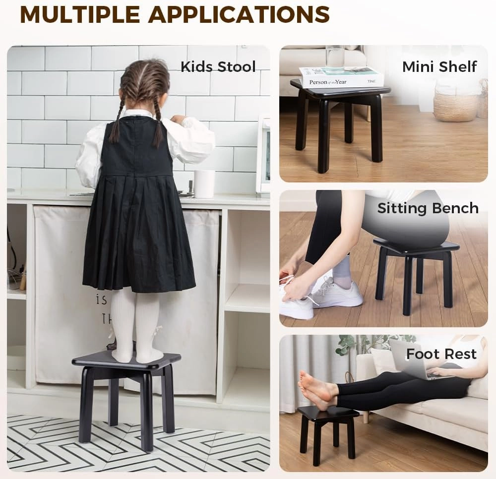 StrongTek Sturdy Bamboo Step Stool with Anti-Slip Feet, Easy-Assembly, 300 LBS Capacity, Ideal for Adults, Perfect for Bathroom, Bedroom, or Doorway Use, 11" x 11" x 10.6"