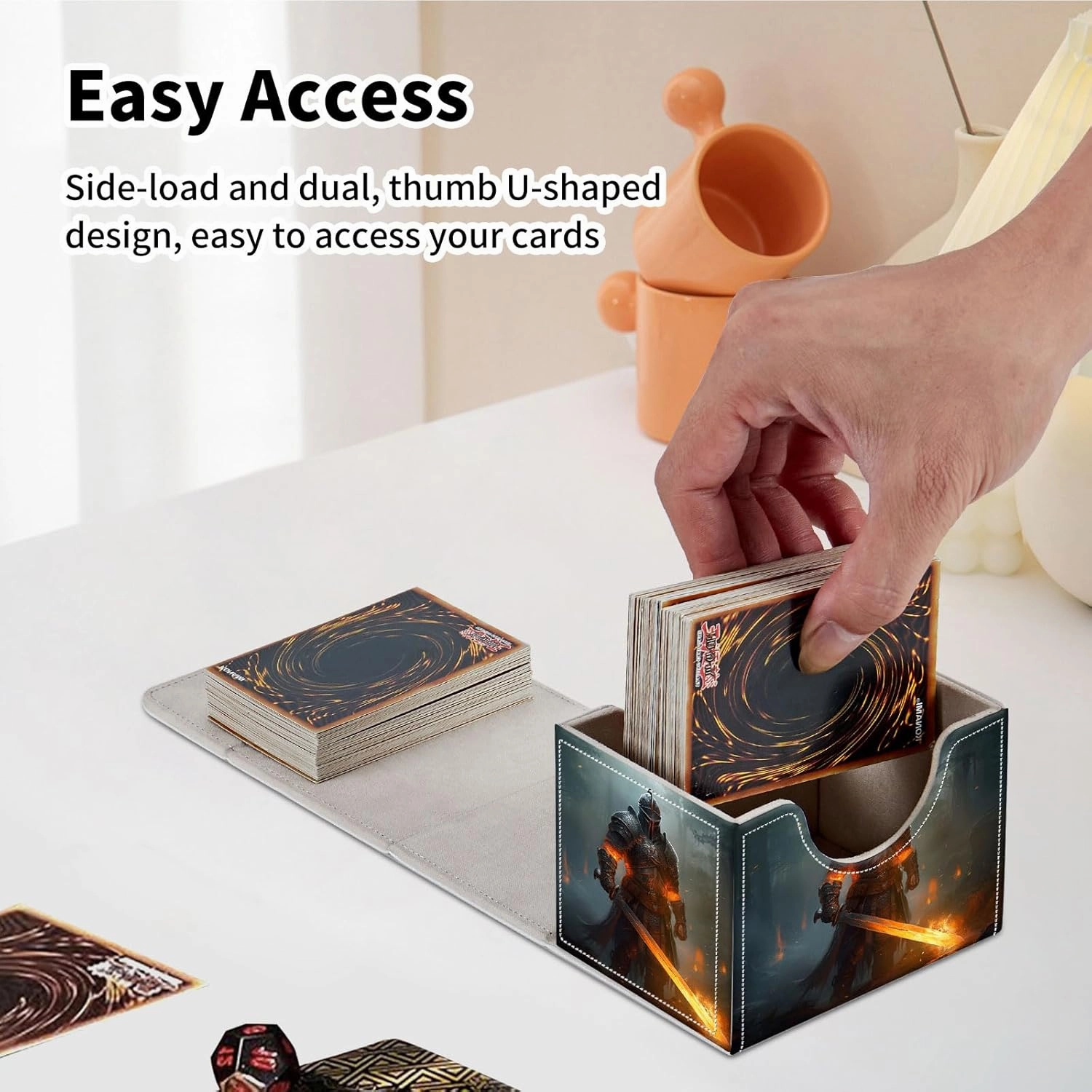 Stylish MTG Deck Box for 110  Cards, Magnetic Commander Deck Case with Bonus Game Card Pouch, Durable Storage for TCG and Sleeved Magic Cards, An Ancient Warrior