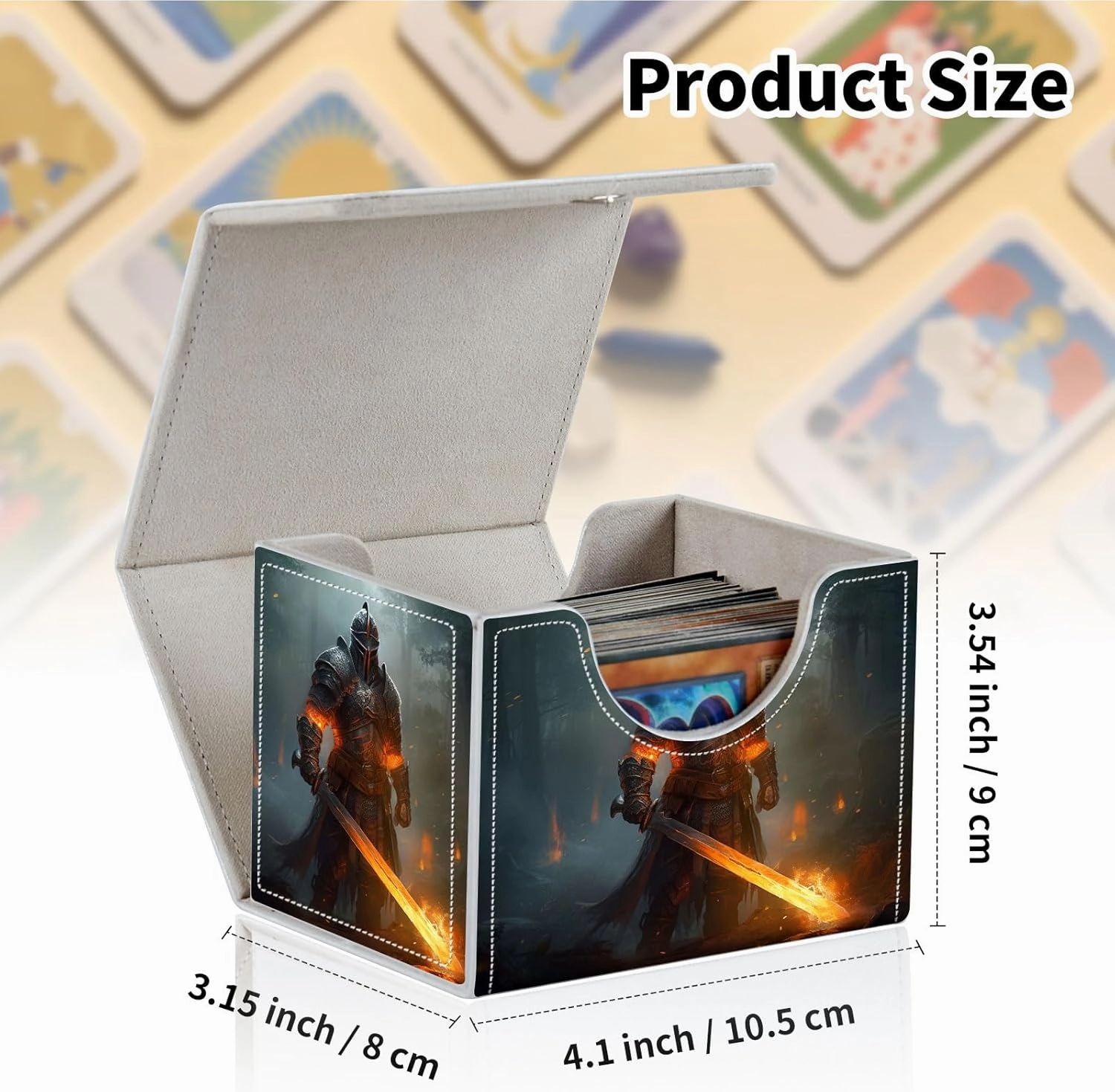 Stylish MTG Deck Box for 110  Cards, Magnetic Commander Deck Case with Bonus Game Card Pouch, Durable Storage for TCG and Sleeved Magic Cards, An Ancient Warrior
