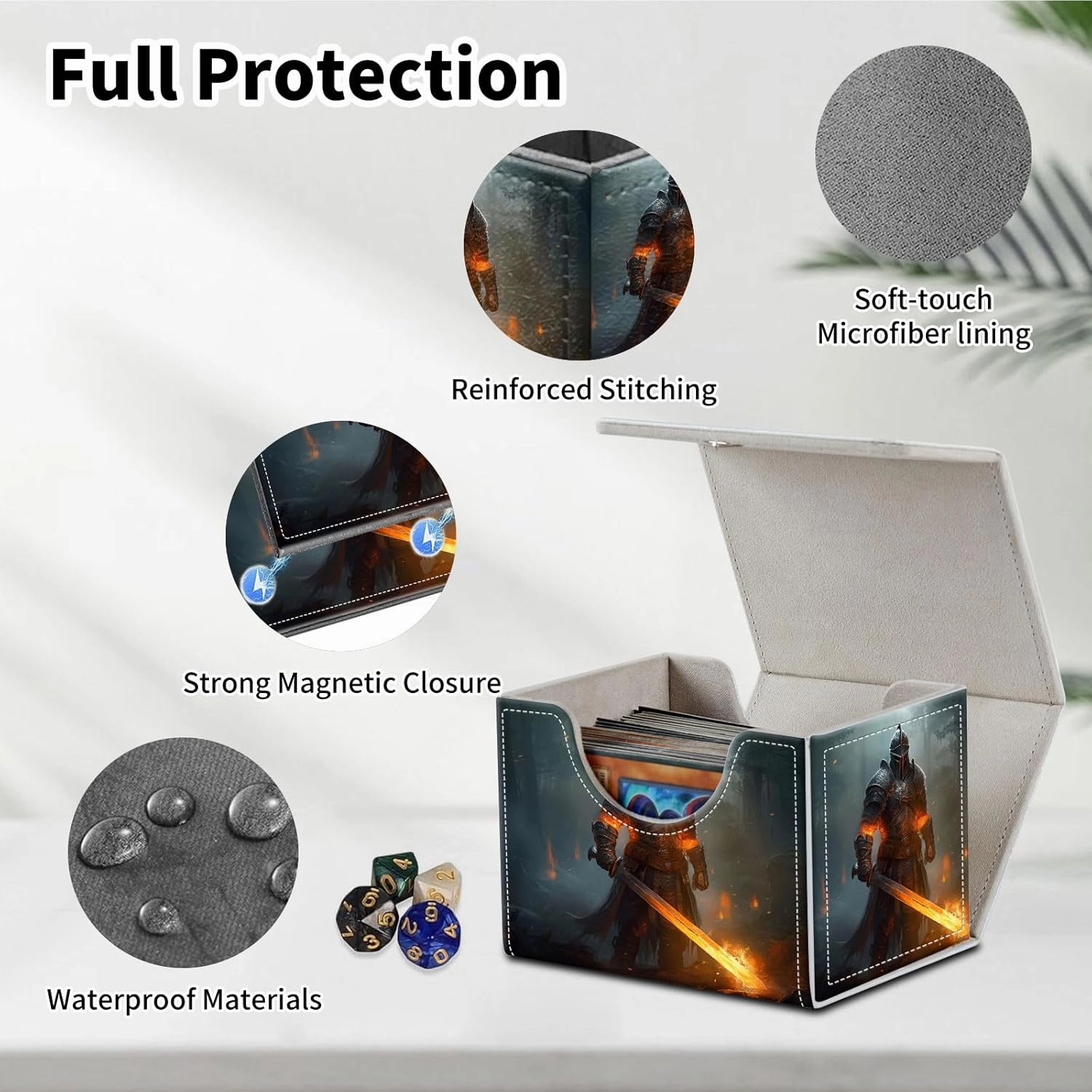 Stylish MTG Deck Box for 110  Cards, Magnetic Commander Deck Case with Bonus Game Card Pouch, Durable Storage for TCG and Sleeved Magic Cards, An Ancient Warrior