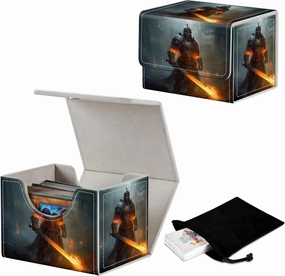 Stylish MTG Deck Box for 110  Cards, Magnetic Commander Deck Case with Bonus Game Card Pouch, Durable Storage for TCG and Sleeved Magic Cards, An Ancient Warrior