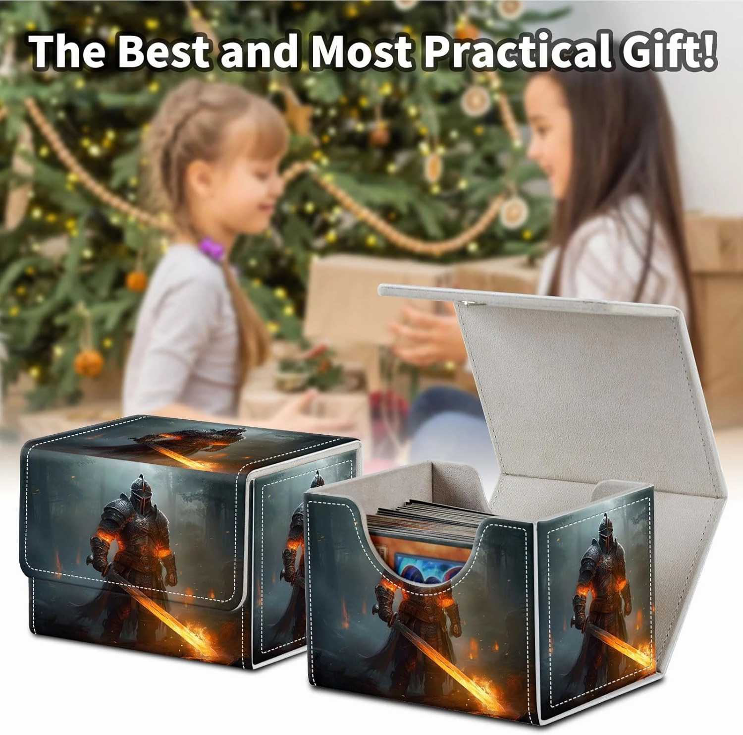 Stylish MTG Deck Box for 110  Cards, Magnetic Commander Deck Case with Bonus Game Card Pouch, Durable Storage for TCG and Sleeved Magic Cards, An Ancient Warrior