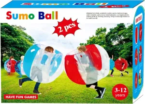 SUNSHINE-MALL 2 PC Sumo Balls for Kids, Bumper Bounce Toys, Kid Sumo Balls, Lawn Game Ball for Kid Outdoor Team Gaming Play for 3  Ages (36 inch,Blue red)
