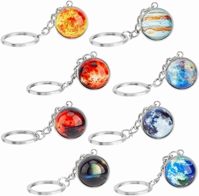 SUPERFINDINGS 8Pcs Planet Keychain Solar System Planet Keyring Glow in The Dark Luminous Galaxy Keyring for Car Keyring DIY Ornament Bag Decoration