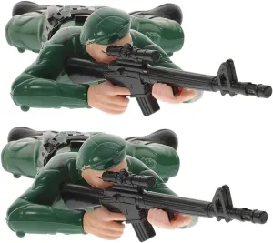 SUPVOX 2Pcs Interactive Crawling Soldier Action Figures for Engaging Army Playthings for Boys and Safe for Family Bonding and Creative Play Activities