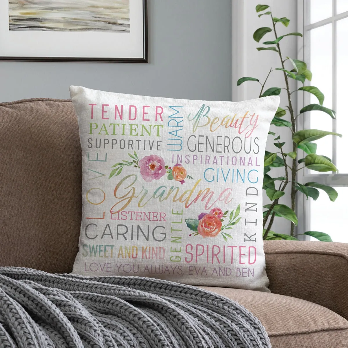 Sweet Grandma Personalized 17x17 Throw Pillow