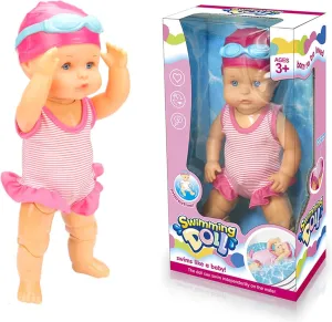 Swimming Baby Doll, 2025 New Movable Joint Battery Powered Breaststroke Swimming Doll with Detachable Suit Waterproof (A1)