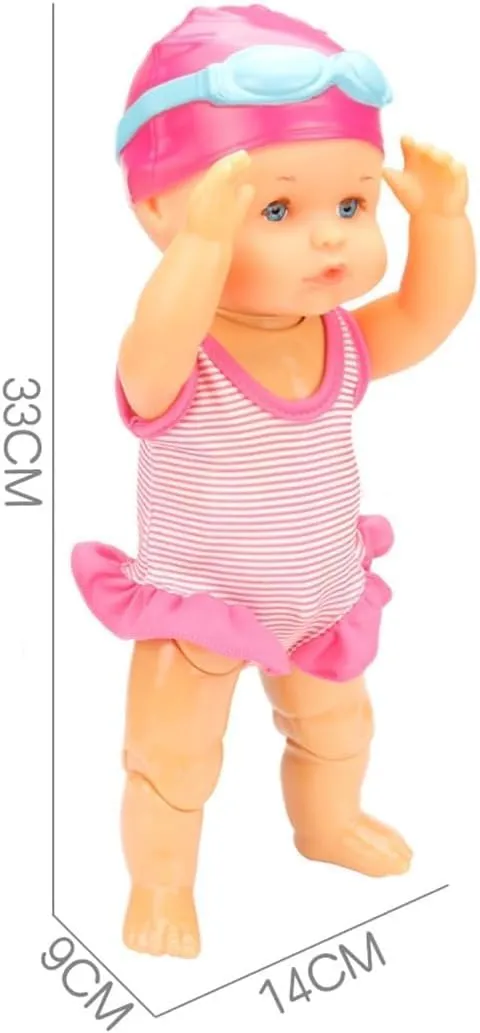 Swimming Baby Doll, 2025 New Movable Joint Battery Powered Breaststroke Swimming Doll with Detachable Suit Waterproof (A1)