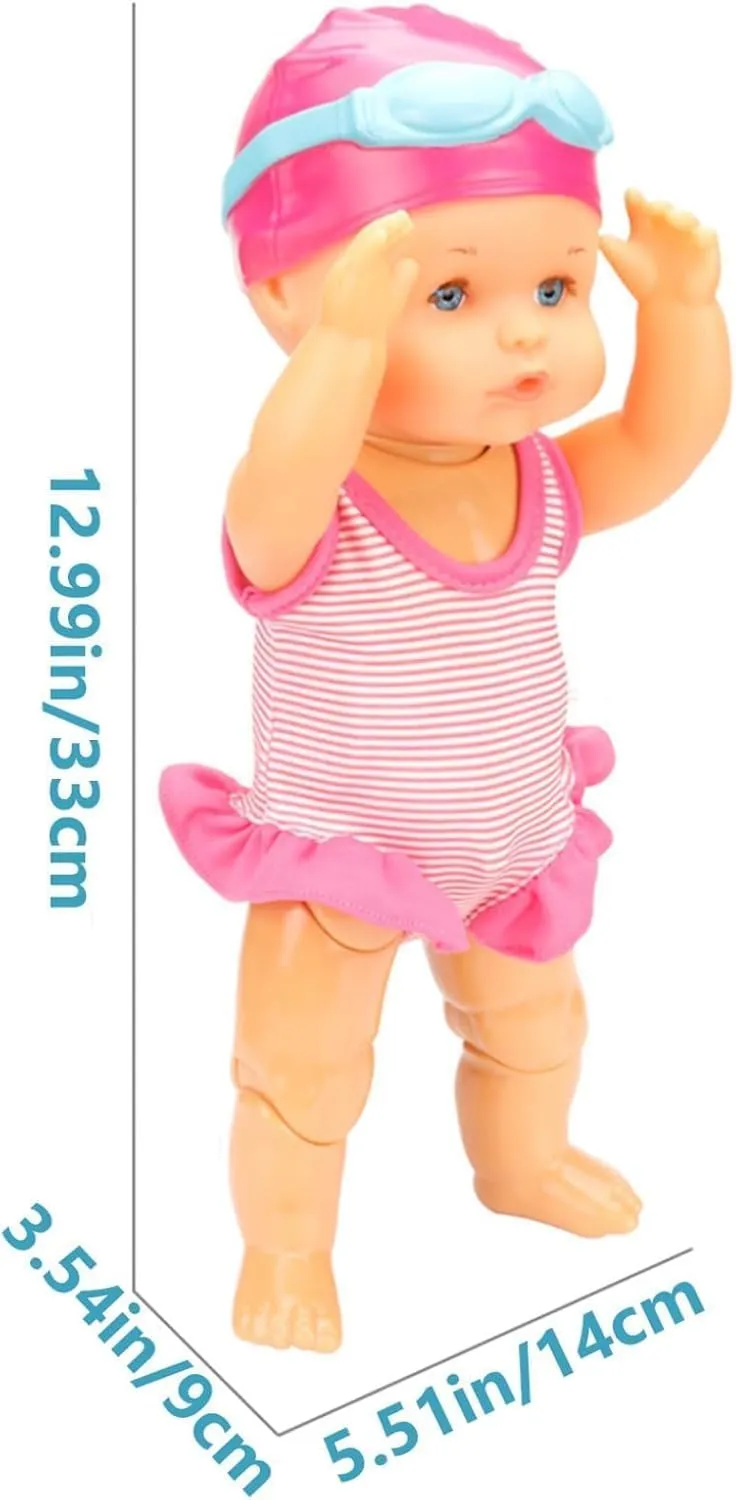 Swimming Baby Doll, 2025 New Upgrade Swimming Baby Doll for Pool, Swimming Doll, Backstroke Swimming Electric Water Baby for Pool，for Pools/Bathroom Play (2Pcs)