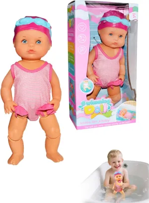 Swimming Baby Doll for Pool – Realistic Floating & Kicking Action, Waterproof Swimming Baby Doll for Girls with Detachable Suit, Floats & Swims in Pool/Bathtub