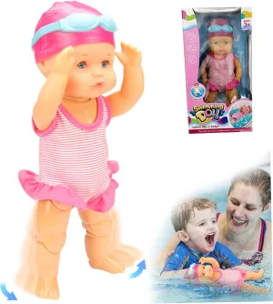Swimming Baby Doll with Movable Joint Battery Powered Breaststroke Swimming Doll with Detachable Suit Cute Realistic Waterproof Baby for Pool Bathtub, No Battery