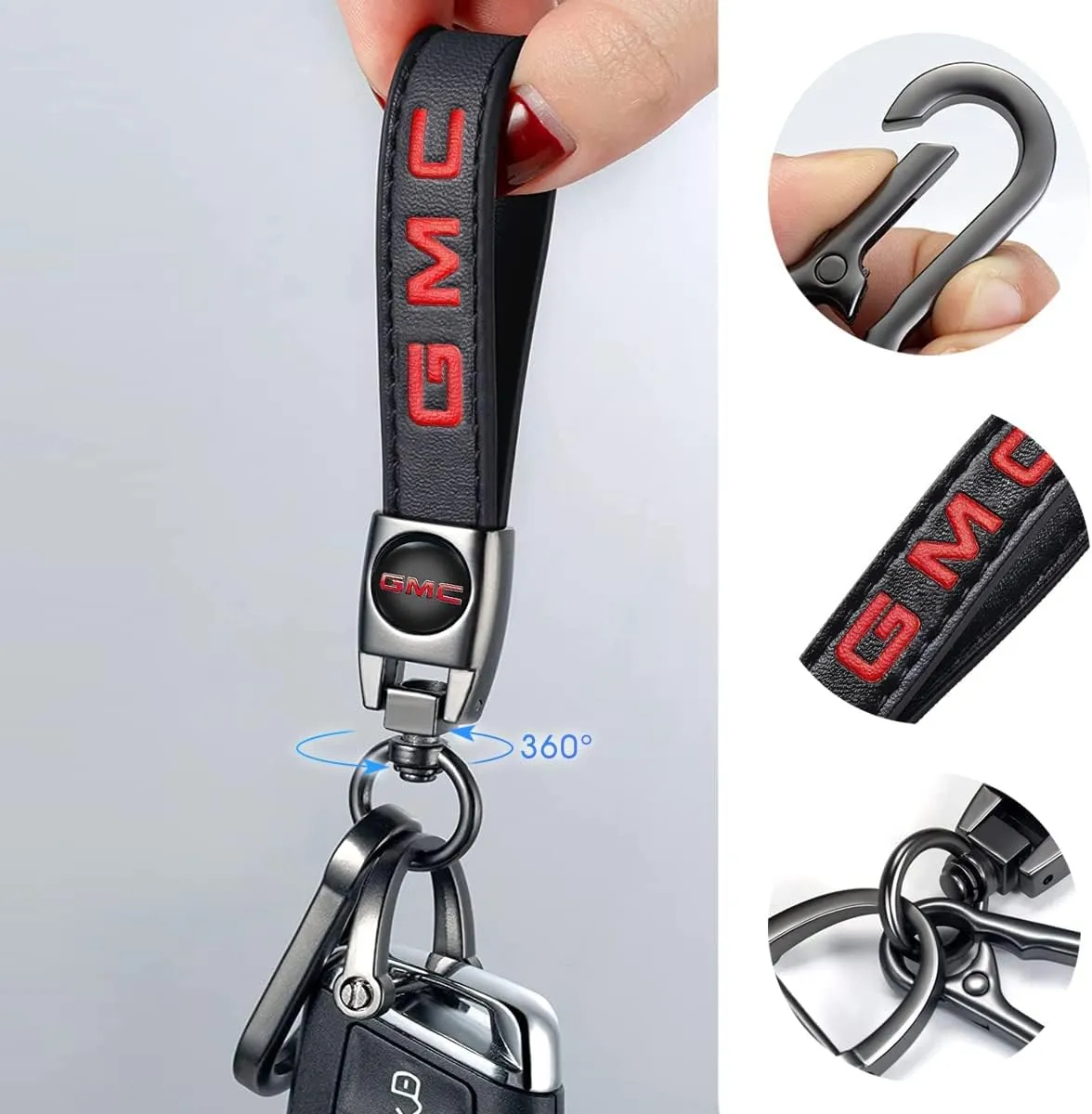 TACOMA Genuine Leather Car Keychain Key Chain for Men and Women Family Present Key Ring Accessories(Black)