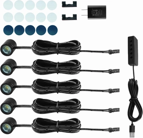 TAYSING Mini LED Spotlights with USB Hub,Magnetic Base, USB Powered Small Spotlight Display Lights, Accent Lighting for Artwork, Paintings, Jewelry, Display Cases, handicrafts, Models, Toys, Puzzles