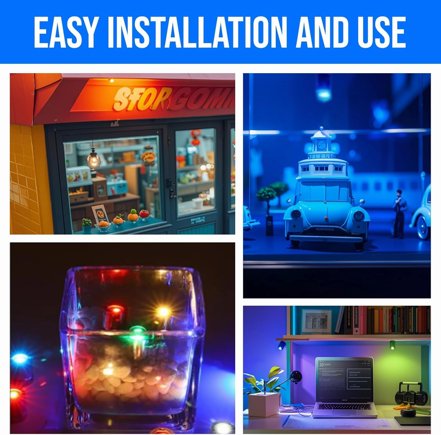 TAYSING Mini LED Spotlights with USB Hub,Magnetic Base, USB Powered Small Spotlight Display Lights, Accent Lighting for Artwork, Paintings, Jewelry, Display Cases, handicrafts, Models, Toys, Puzzles