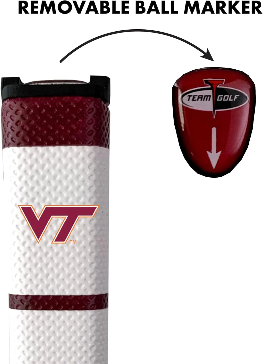 Team Golf NCAA Team Golf NCAA Golf Putter Grip (Multi Colored) with Removable Ball Marker, Durable Wide Grip & Easy to Control
