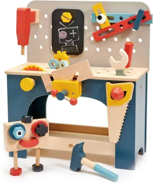 Tender Leaf Toys - Tabletop Tool Bench - Construction Building Play Set for Kids - Encouraging Logical Thinking, Inspire Imaginative Play and Pretend Play for Age 3 