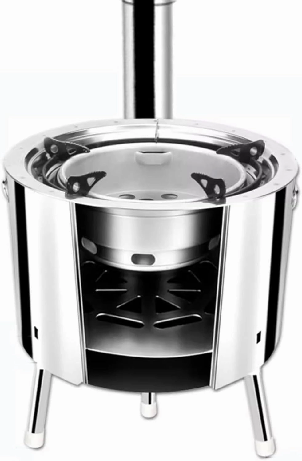 Tent Stove Camping Stove Stainless Steel Outdoor Stove for Tent, Indoor Villa Shelter Heating Daily Cooking BBQ with Detachable Pipe 30 * 32CM
