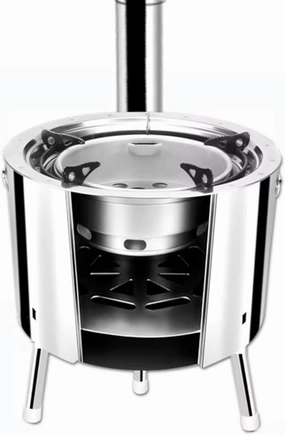 Tent Stove Camping Stove Stainless Steel Outdoor Stove for Tent, Indoor Villa Shelter Heating Daily Cooking BBQ with Detachable Pipe 30 * 32CM