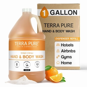 Terra Pure | 1 Gallon Body Wash | Luxury Hotel Toiletry Bulk Size| Designed to Refill Soap Dispensers | 128 oz