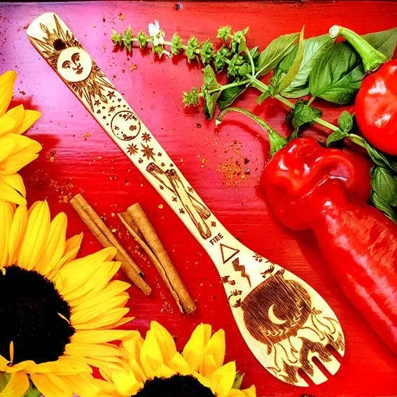 The 5 Elements Bamboo Large Kitchen Utensils Set | Eco-friendly Witchy Kitchen Tools Set