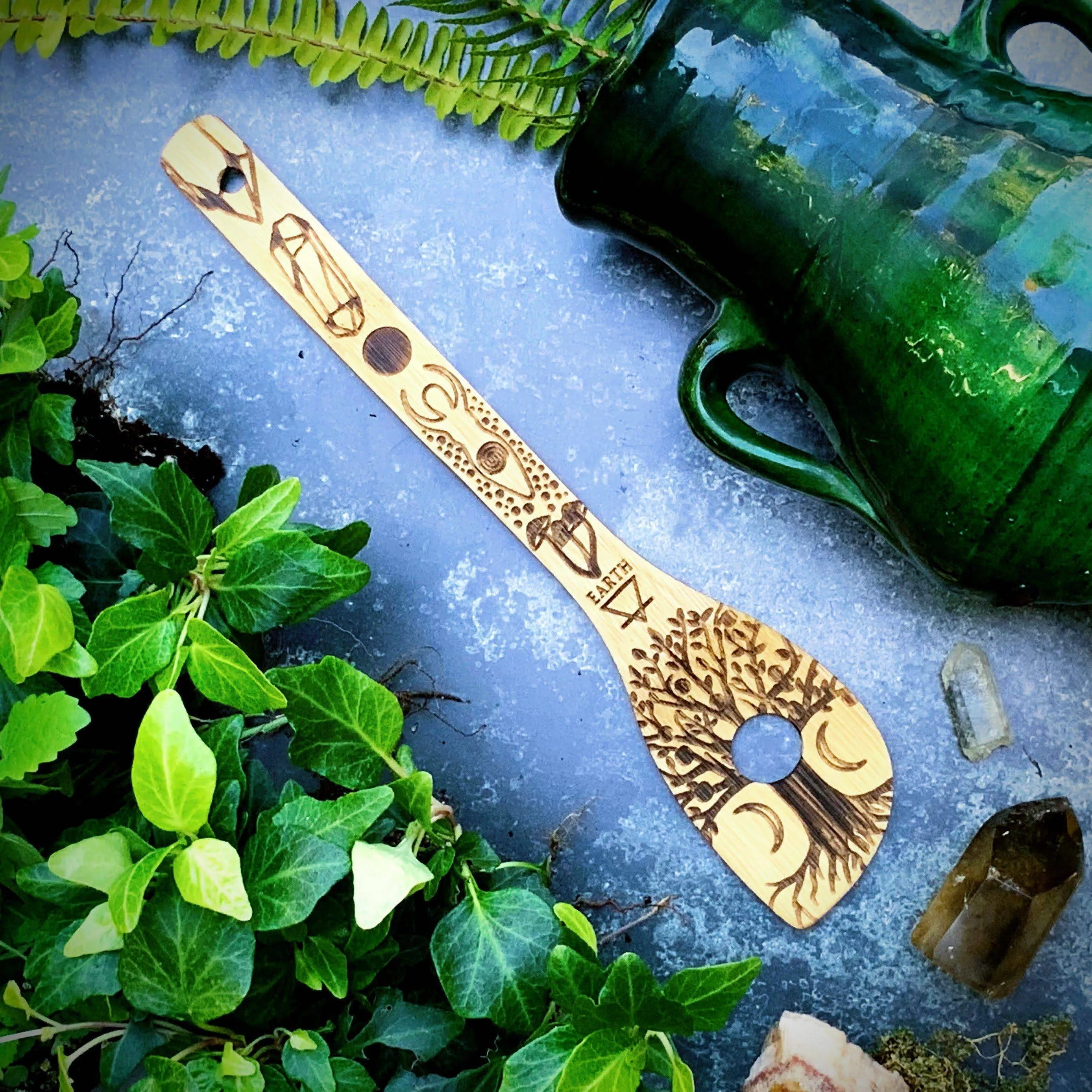 The 5 Elements Bamboo Large Kitchen Utensils Set | Eco-friendly Witchy Kitchen Tools Set