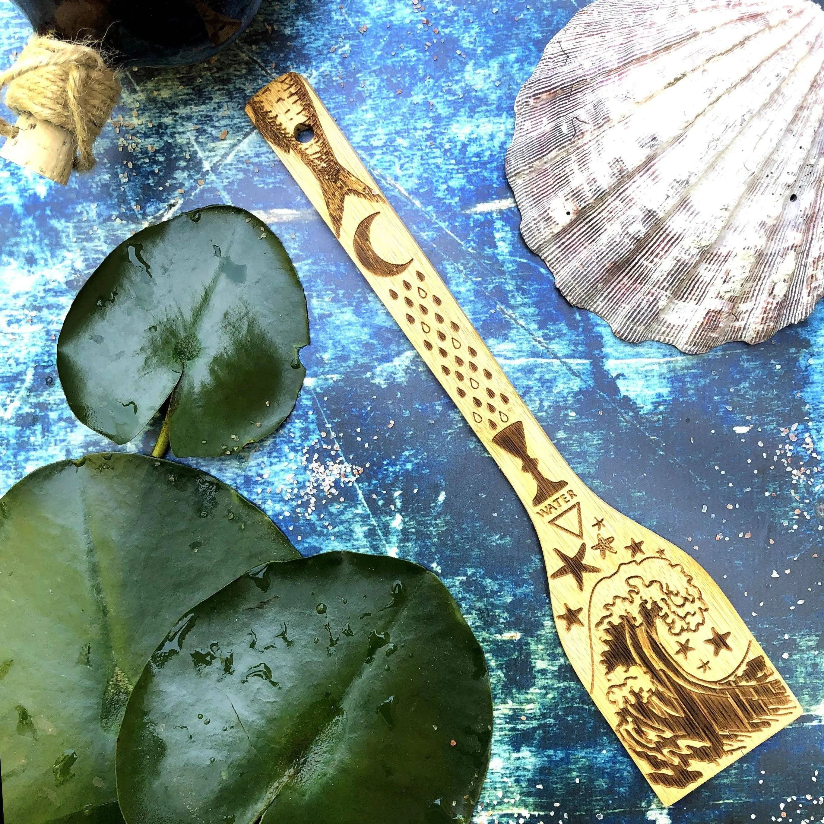 The 5 Elements Bamboo Large Kitchen Utensils Set | Eco-friendly Witchy Kitchen Tools Set