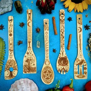 The 5 Elements Bamboo Large Kitchen Utensils Set | Eco-friendly Witchy Kitchen Tools Set