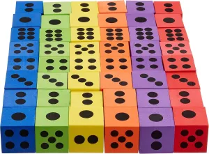 THE TWIDDLERS 48 Large Foam Dice Set, 1.5 Inch - Colorful & Educational - Learning Toys for Kids, Kindergarten, Preschool, Classrooms, Math Games