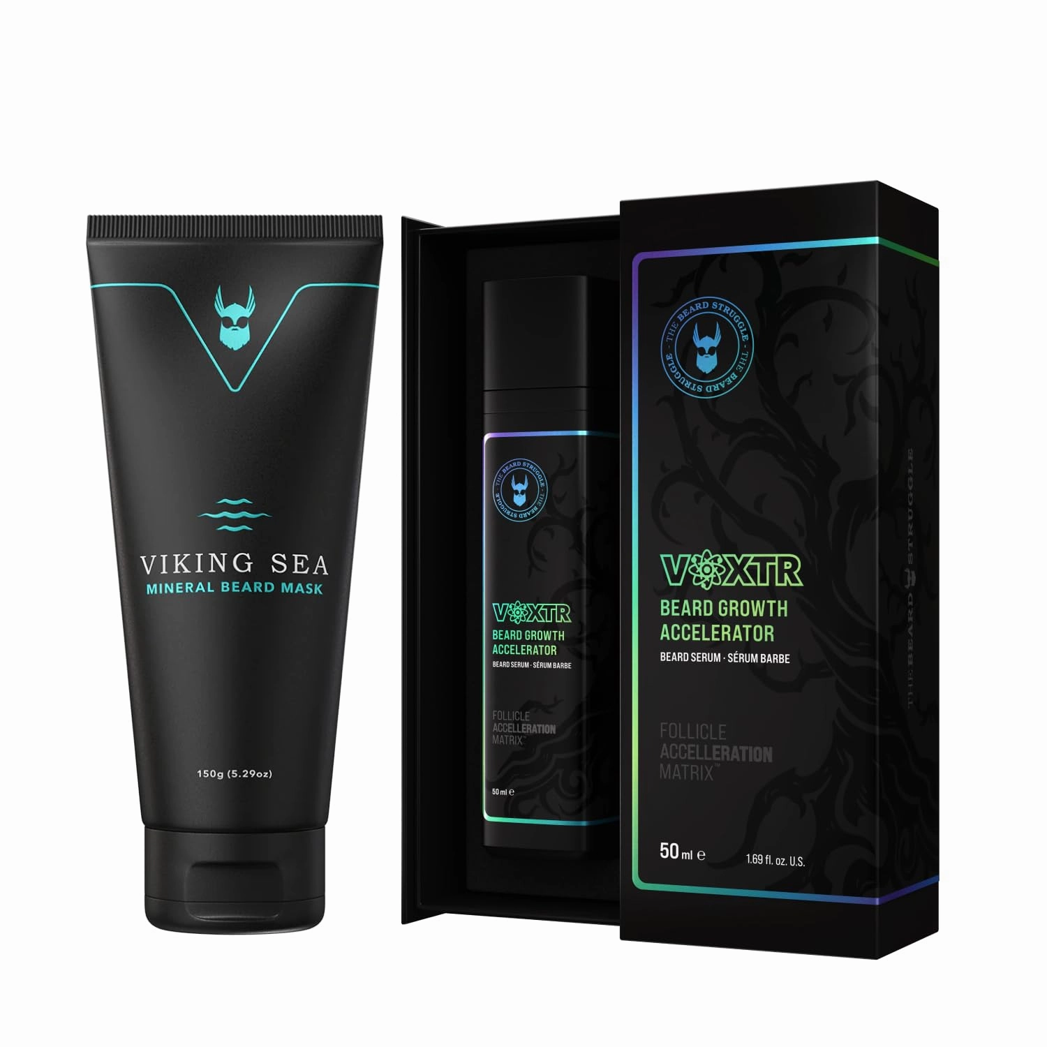 The Beard Struggle Viking Sea Mineral Beard Mask & Beard Growth Serum Bundle Promotes Beard Health & Increases Hair Follicle - Keeps Beard Smooth & Shiny