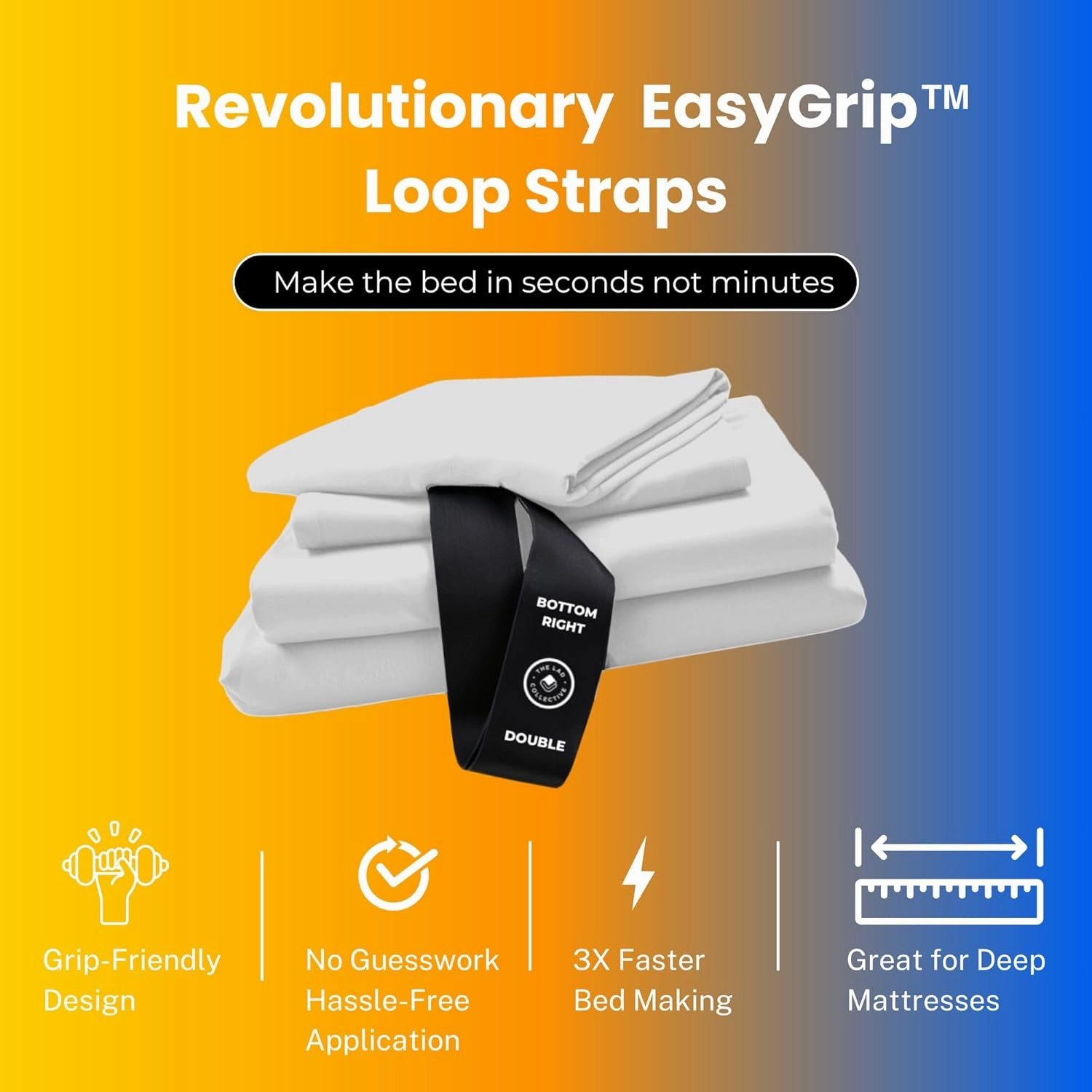 The LAD Collective 3.0 Fitted Sheet - Deep Pocket Bed Cover with EasyGrip™ Loop Straps, Durable Elastic & Temperature Regulating Fabric - Premium Bed Sheets - Malibu White/Queen