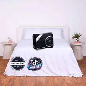 The LAD Collective 3.0 Fitted Sheet - Deep Pocket Bed Cover with EasyGrip™ Loop Straps, Durable Elastic & Temperature Regulating Fabric - Premium Bed Sheets - Malibu White/Queen
