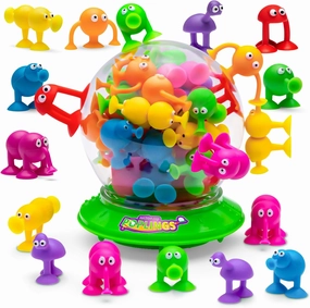 The Original Suction Cup Toys in UFO Container - Sensory Bin Kids Bath Game - Bath Time, Play Time, Incredible Suction Power!