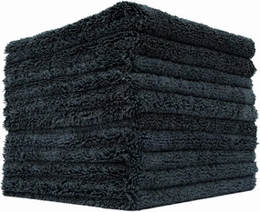 The Rag Company - Creature Edgeless Auto Detailing Towels (10-Pack) Professional 70/30 Blend, Dual-Pile Plush Microfiber, Buffing & Polishing, 420gsm, 16in x 16in, Black