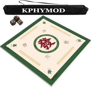 Thickened Mahjong Mat with Rules, Anti Slip and Noise Reducing Card Game Mat Table Cover with Carrying Bag and 3 Dice(Green,35.43x35.43 in)