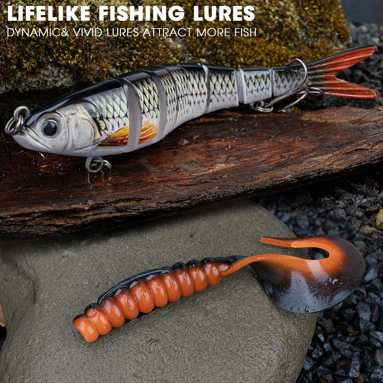 THKFISH Fishing Lures Kit, Bass Fishing Gear Kit for Freshwater Tackle Box with Tackle Included Topwater Baits, Swimbaits, Frog, Fsihing Bait Accessories Gift for Men